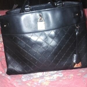 Elegant Black Leather Tote Bag